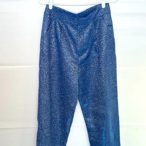 Blue Glitter Suit Pants